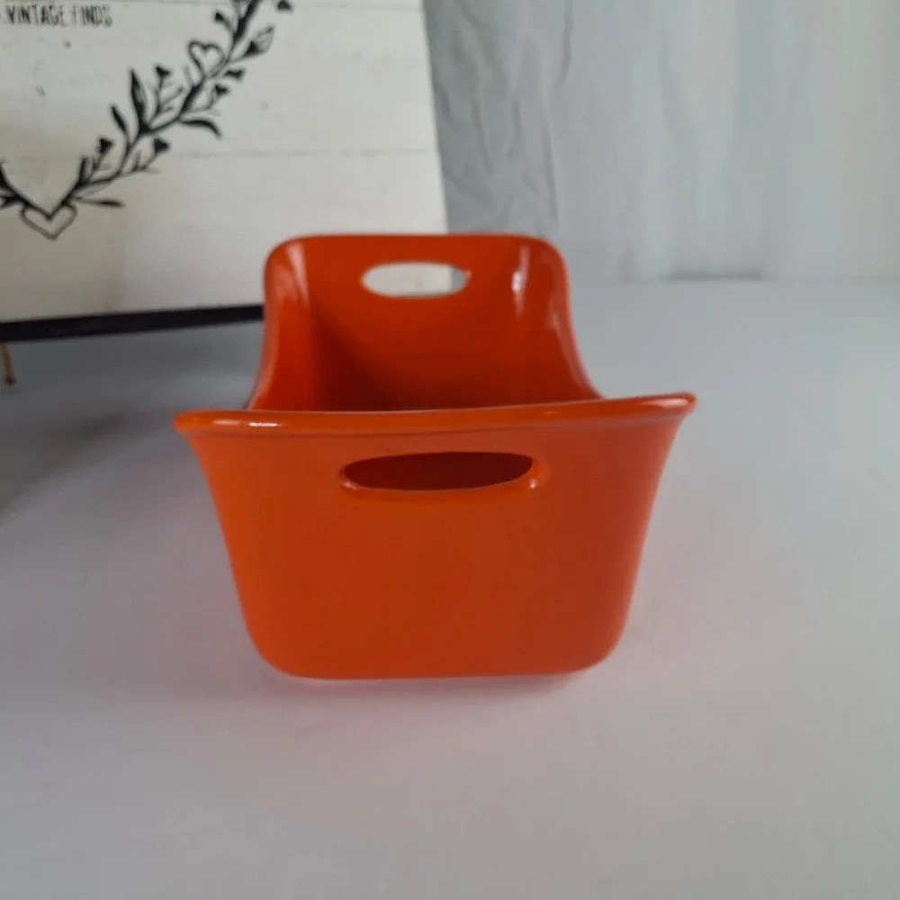 Rachael Ray Orange Stoneware Loaf Pan 9x5 Ceramic Baker G014 Integrated Handles